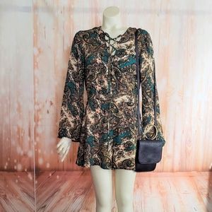 SUN & SHADOW FLOWY ROMPER WITH SIDE POCKETS SIZE S